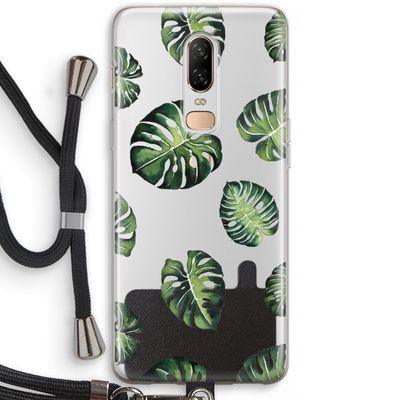 Tropische bladeren: OnePlus 6 Transparant Hoesje met koord