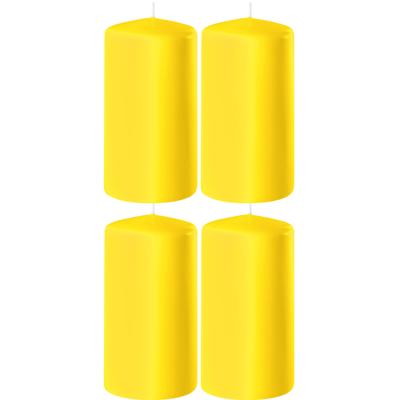 Enlightening Candles Cilinder/stompkaars - 4x - geel - D6 x H10 cm - 36 branduur