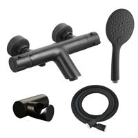 Adema Sparkle 2.0 thermostatische bad-/douchekraan - handdouche - 3 standen - met houder - inclusief doucheslang - mat zwart SW696251 / SW706210 / SW720565 / SW496816 Adema Sparkle 2.0 thermostatische bad-/douchekraan - handdouche - 3 standen - met houder - inclusief doucheslang - mat zwart SW696251 / SW706210 / SW720565 / SW496816