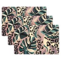Unique Living Placemat Jungle - 6x - Monstera bladeren - 44 x 28 cm - tafeldecoratie