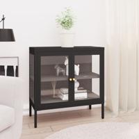 Dressoir 70x35x70 cm staal en glas zwart