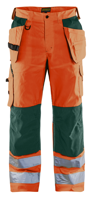 Blåkläder Werkbroek High-Vis met ventilatie 15651811 | High Vis Oranje/Groen | Maat 44 - 7330509571590
