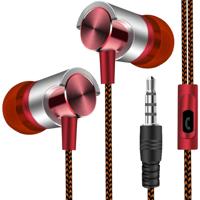 Metalen bedrade oortelefoon Super Bass sound hoofdtelefoon in-ear sport headset met microfoon voor Xiaomi Samsung Huawei (rood)