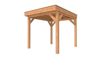 SUPERDEAL! Overkapping Premium L 360x310 cm - OP=OP!- Plat dak- Onbehandeld lariks Douglas hout- Woodvision