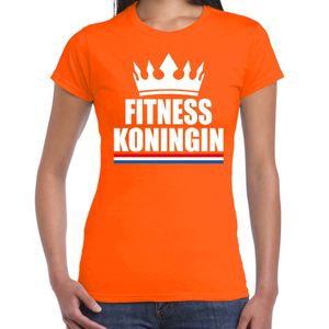 Fitness koningin t-shirt oranje dames - Sport / hobby shirts 2XL  -