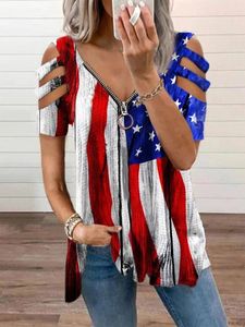 Flag Loosen V Neck Short Sleeve T-Shirt