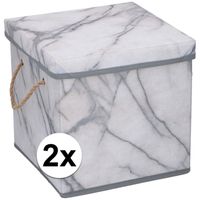 2x Opbergboxen / opbergdozen marmer 23 cm 12 liter   -
