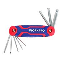 Inbussleutel Set Workpro 1,5, 2, 2,5, 3, 4, 5, 6, 8, 10 mm Klot 8 Onderdelen