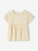Meisjesblouse met print van katoengaas vanille