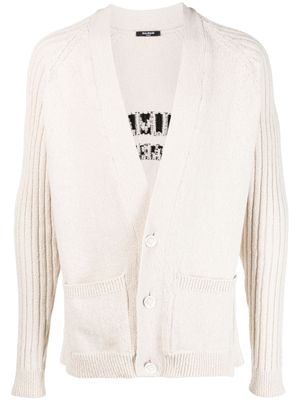 Balmain cardigan à logo en intarsia - Tons neutres