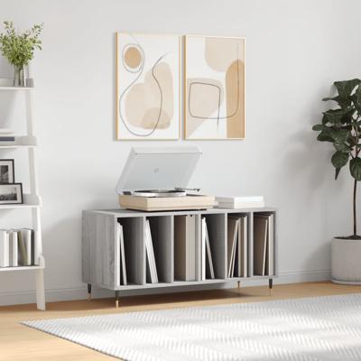 Platenkast 100x38x48 cm bewerkt hout grijs sonoma eikenkleurig