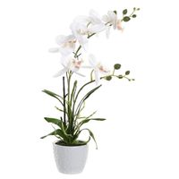 Orchidee bloemen kunstplant in witte bloempot - witte bloemen - H45 cm   -