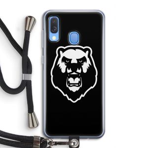 Angry Bear (black): Samsung Galaxy A40 Transparant Hoesje met koord