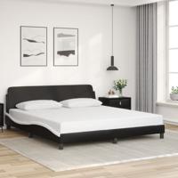 Bedframe met hoofdbord kunstleer zwart en wit 180x200 cm