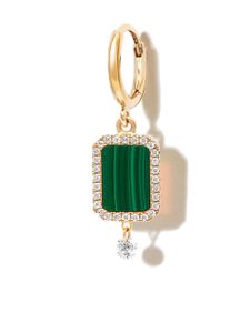 Persée boucle d'oreille en or 18ct sertie de malachite et de diamants