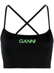 GANNI haut crop à logo imprimé - Noir