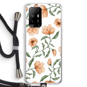 Peachy flowers: Oppo A95 5G Transparant Hoesje met koord