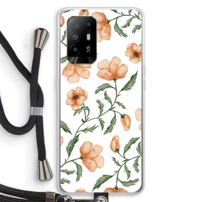 Peachy flowers: Oppo A95 5G Transparant Hoesje met koord