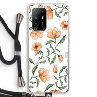 Peachy flowers: Oppo A95 5G Transparant Hoesje met koord