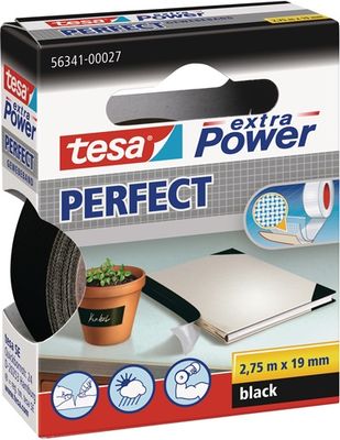Tesa Weefseltape | zwart | lengte 2,75 m | breedte 19 mm wiel | 10 stuks - 56341-00027-03 56341-00027-03