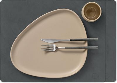 LIND DNA Placemats Nupo - Leer - Anthracite - 45 x 35 cm - 2 Stuks