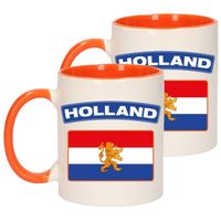 Set van 2x stuks mok/ beker Holland vlag 300 ml - feest mokken