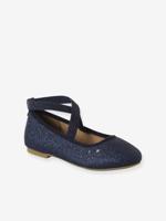 Elastische gekruiste ballerinas voor kinderen, kleuterschoolcollectie marineblauw