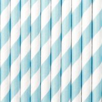 Gestreepte drinkrietjes van papier - blauw/wit - 10x stuks - verjaardag drinkrietjes - 19 cm Gestreepte drinkrietjes van papier - blauw/wit - 10x stuks - verjaardag drinkrietjes - 19 cm