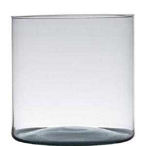 Hakbijl Glass Vaas - transparant - cylinder vorm - 19 x 19 cm