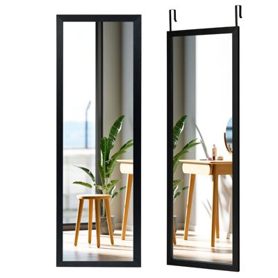 120 x 37 cm Wandspiegel Deurspiegel met in Hoogte Verstelbare Hangende Haakspiegel voor Slaapkamer Zwart