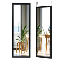 120 x 37 cm Wandspiegel Deurspiegel met in Hoogte Verstelbare Hangende Haakspiegel voor Slaapkamer Zwart