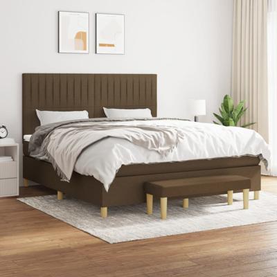 Boxspring met matras stof donkerbruin 180x200 cm