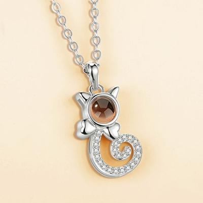 100 taal ik hou van je ketting geheugen projectie hanger bruiloft Letter Necklace(White Copper)