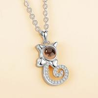 100 taal ik hou van je ketting geheugen projectie hanger bruiloft Letter Necklace(White Copper)