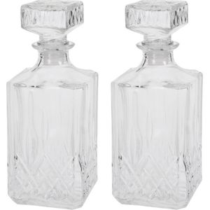 2x Glazen whiskey karaf 750 ml   -