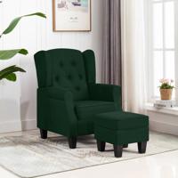 Fauteuil met voetenbankje stof donkergroen