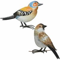 Decoratie vogels/muurvogels Vink en Mus voor in de tuin 38 cm