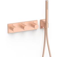 Douchekraan Tres B-System | Inbouw | Thermostaatkraan | Excl.Inbouwdeel | 3-weg | Rechthoek | 24k Rose goud mat