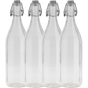 Bormioli rocco waterfles met beugeldop - 5x - helder transparant - 1000 ml - Giara home deco fles