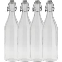 Bormioli rocco waterfles met beugeldop - 5x - helder transparant - 1000 ml - Giara home deco fles