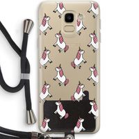 Eenhoorns overal: Samsung Galaxy J6 (2018) Transparant Hoesje met koord