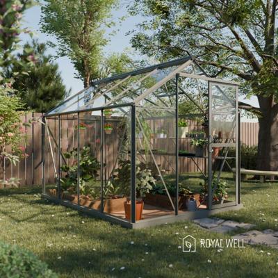 Royal Well Mary 2 tuinkas met veiligheidsglas en fundering - groengrijs Royal Well Mary 2 tuinkas met veiligheidsglas en fundering - groengrijs