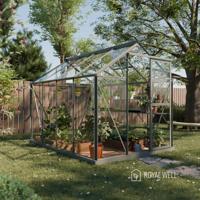 Royal Well Mary 2 tuinkas met veiligheidsglas en fundering - groengrijs