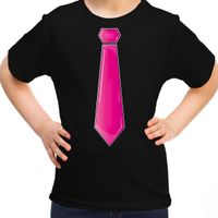 Verkleed t-shirt voor kinderen - stropdas - zwart - meisje - carnaval/themafeest kostuum Verkleed t-shirt voor kinderen - stropdas - zwart - meisje - carnaval/themafeest kostuum