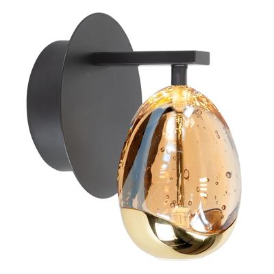 Highlight WandlampGolden Egg zwart met amber glas - W3455.01