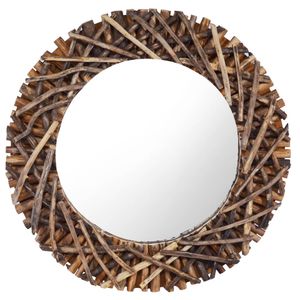 VidaXL Wandspiegel rond 60 cm teakhout