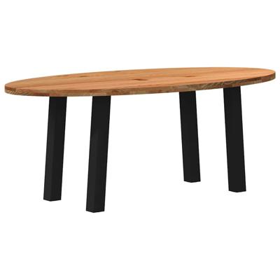 Eettafel 200x100x74 cm ovaal massief eikenhout lichtbruin