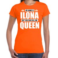 Naam cadeau t-shirt my name is Ilone - but you can call me Queen oranje voor dames