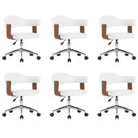 The Living Store Eetkamerstoelen - Set van 6 - Draaibaar - Wit - Kunstleer - 49.5 x 51.5 x (94.5 - 115.5) cm - - thumbnail