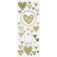 Creativ Company Stickers, harten, vel 10x24 cm, ca. 33 stuk, goud, 1 vel